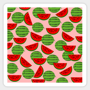 Watermelon Pattern in Pink Background Sticker